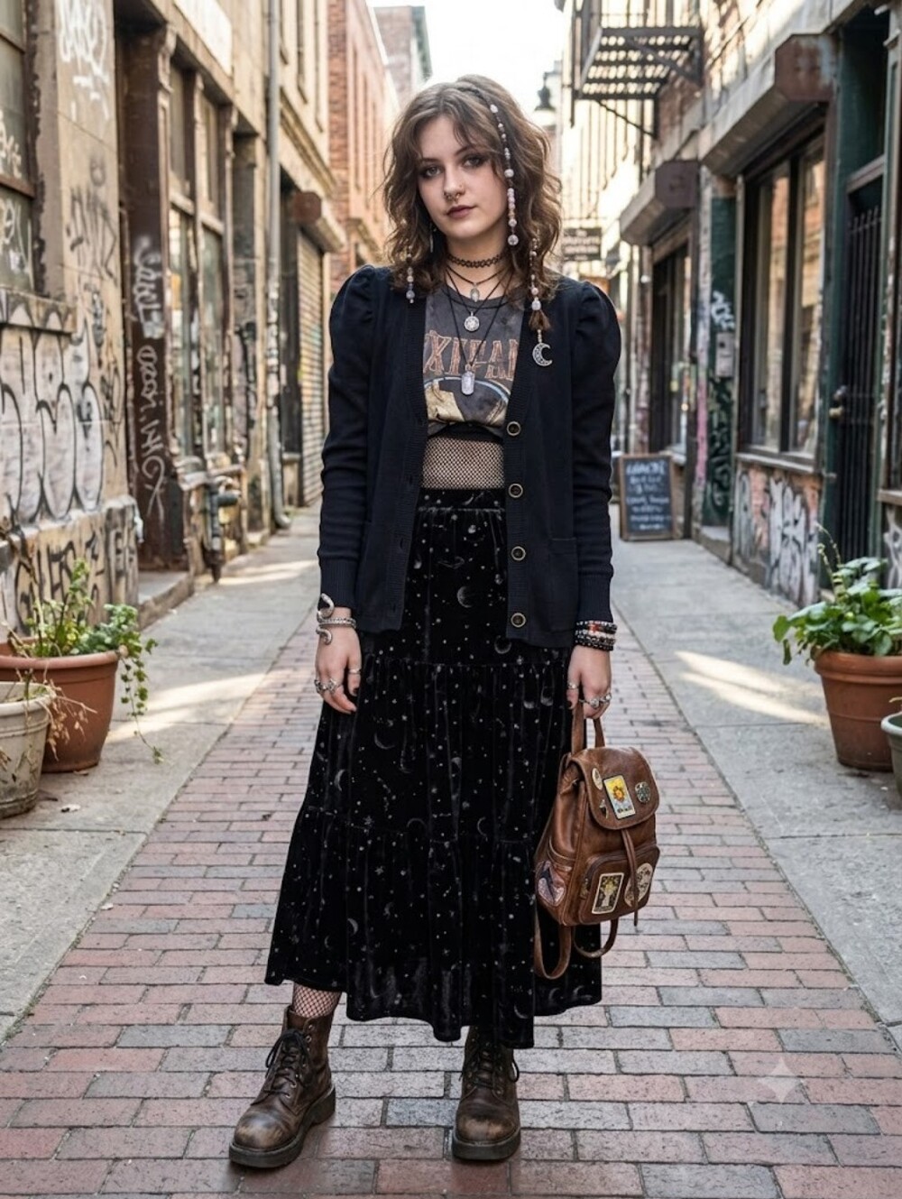 Whimsigoth Dark Academia Puff Sleeve V-Neck Button Cardigan Knit Sweater